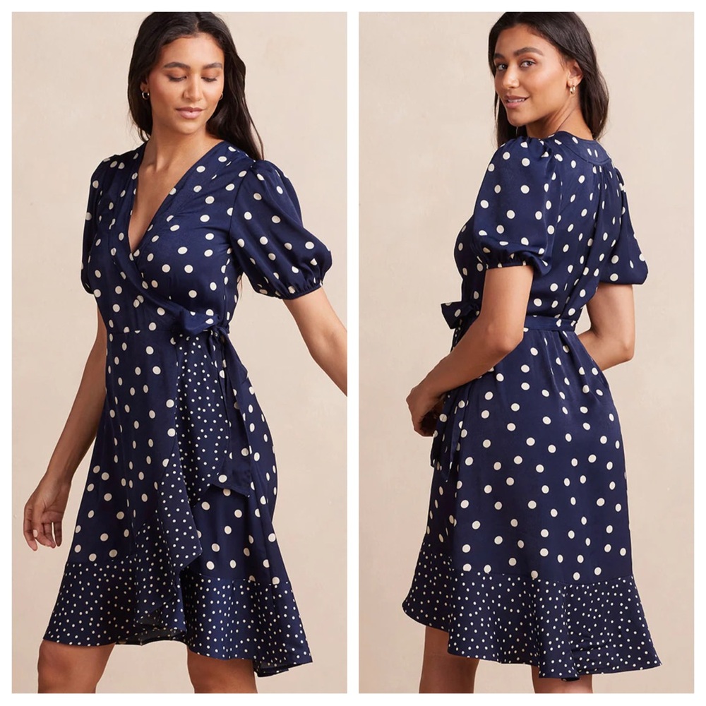 Summersalt The Silky Luxe Puff Sleeve Beach to Brunch Wrap Dress Size 8